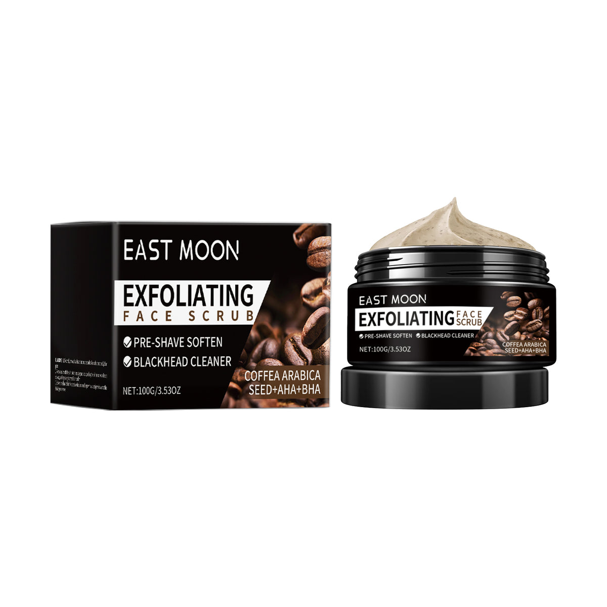 East Moon Coffee Facial Scrub, Men's Facial Hair Cleanser Pores Refreshing Comfort Cleansing Cream
