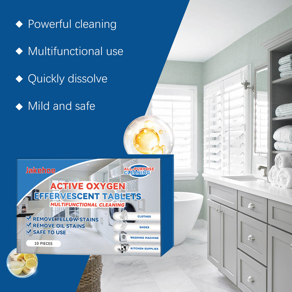 Jakehoe Multifunctional Cleansing Effervescent Tablet Gently Cleans Clothes To Remove Stubborn Stains In Bathroom And Kitchen