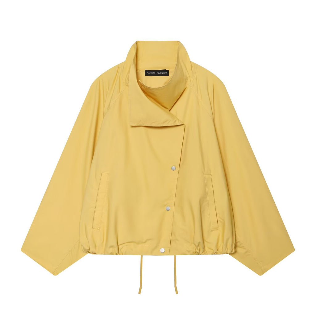 Side open collar standing collar long sleeved pilot jacket