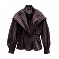 Retro British style suede waist cinching slimming fake two-piece jacket