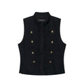 Stand up collar knot buckle decoration slim fitting vest