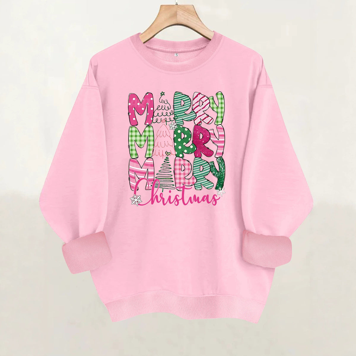 Printed loose base long sleeved fleece sweatshirt
