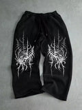 Print Loose Unisex Drawstring Wide Leg Sweatpants