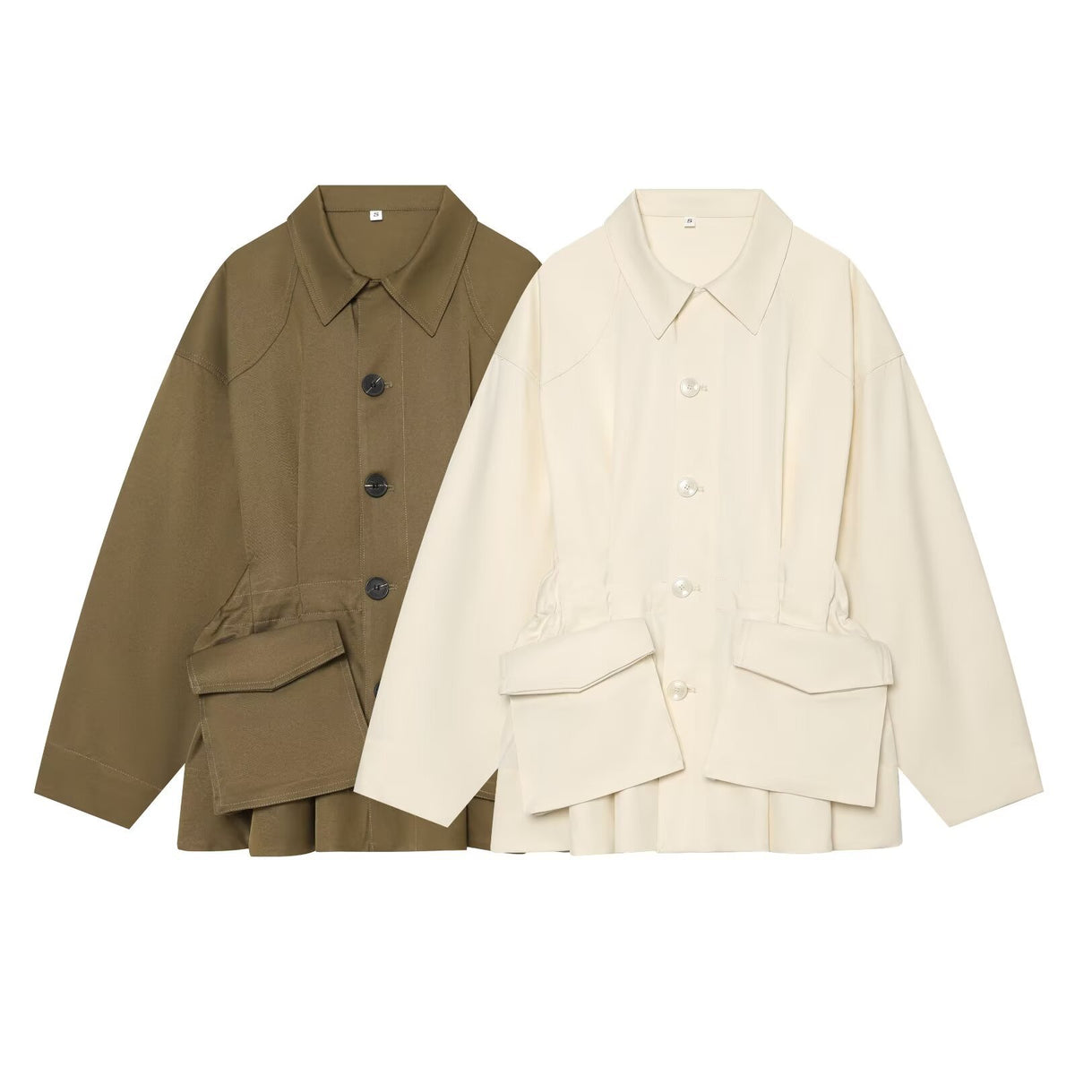 Long sleeved lapel long sleeved single breasted waist cinching jacket