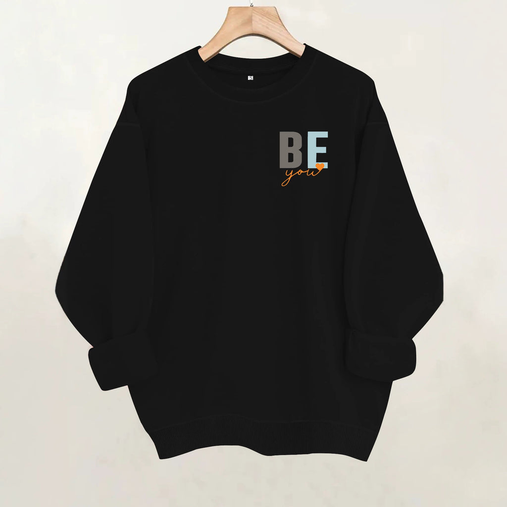 Inspirational letter printed loose women's fleece hoodie