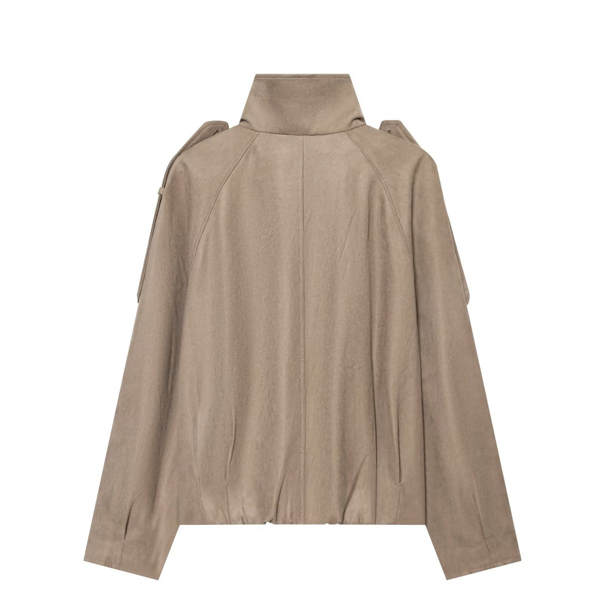 Double breasted chimney collar with raglan sleeves loose casual jacket