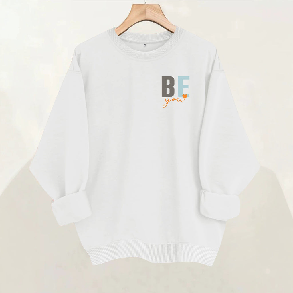 Inspirational letter printed loose women's fleece hoodie
