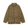 Long sleeved lapel long sleeved single breasted waist cinching jacket