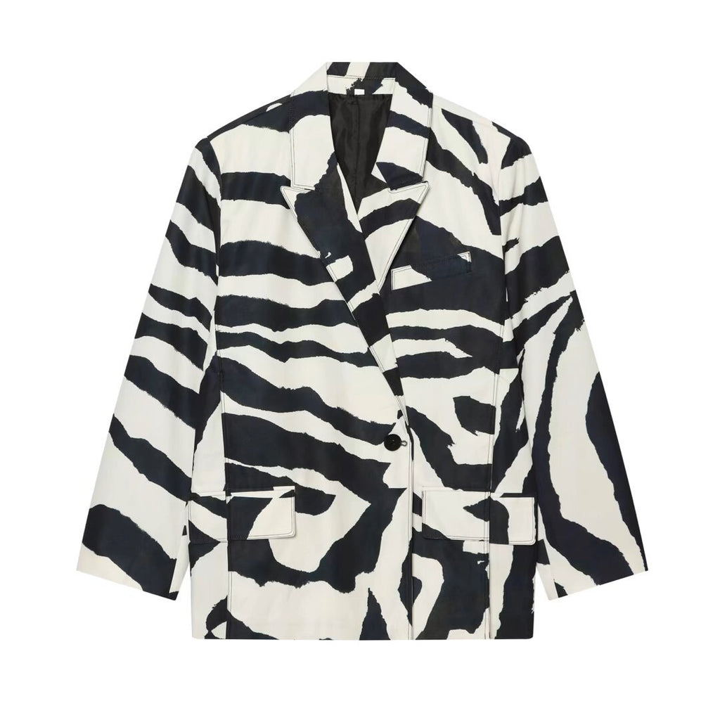 Animal print casual suit jacket