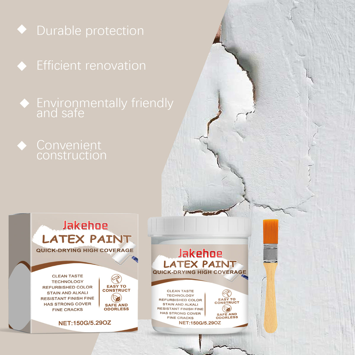 Jakehoe White Latex Paint Wall Retreader Home Cleaner Covering Stains Paint Wall Paint