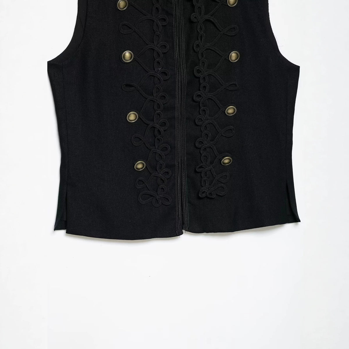 Stand up collar knot buckle decoration slim fitting vest