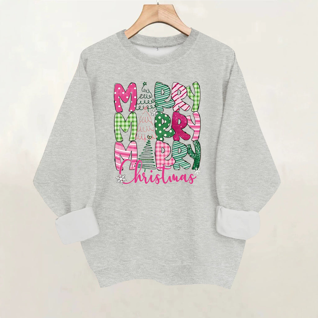Printed loose base long sleeved fleece sweatshirt