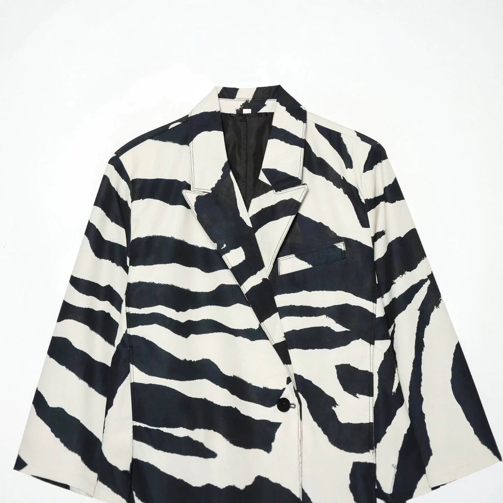 Animal print casual suit jacket