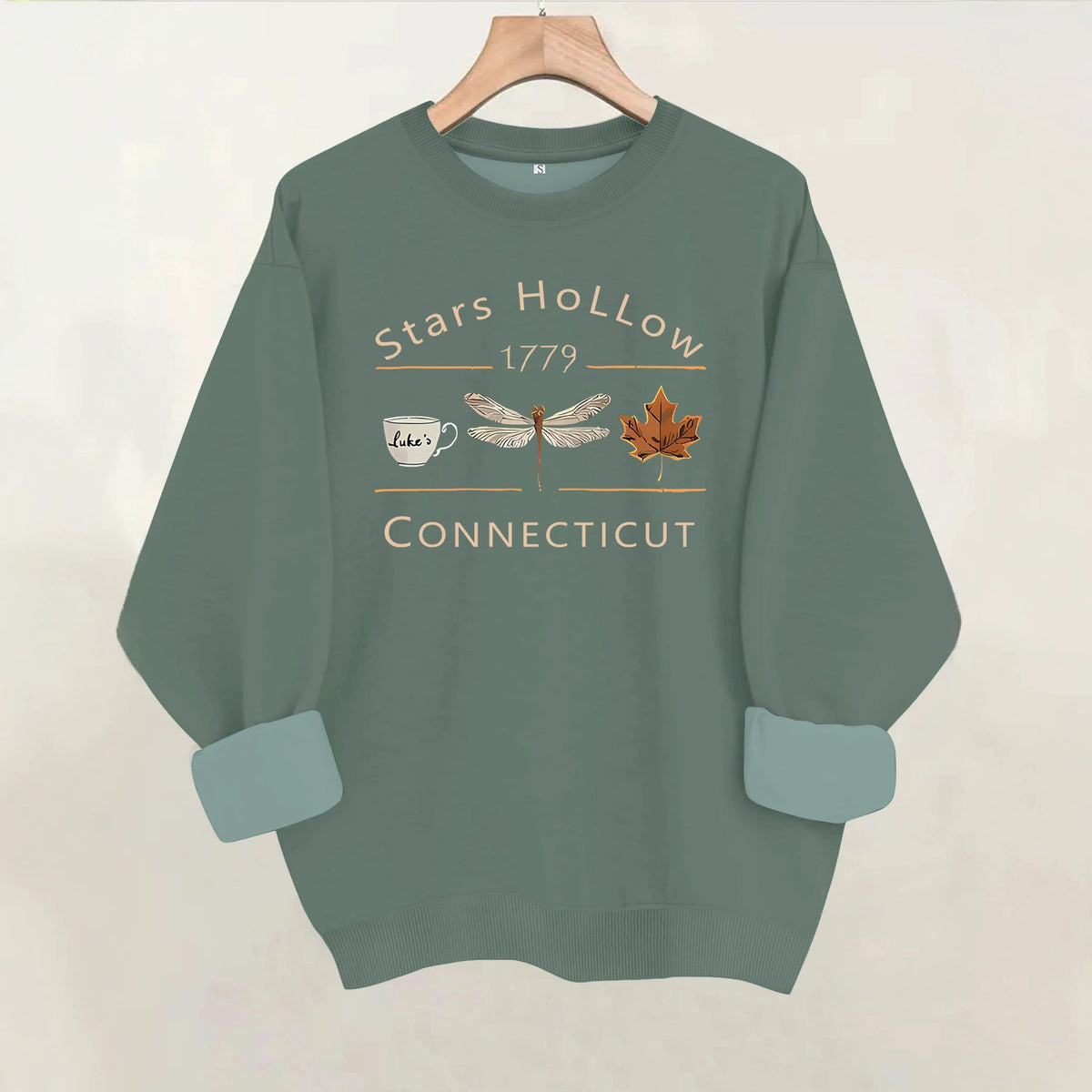 1779 Starry Sky Printed Round Neck Velvet Hoodie