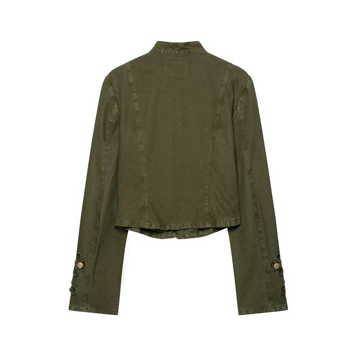 Long sleeved round neck button up Napoleon denim jacket