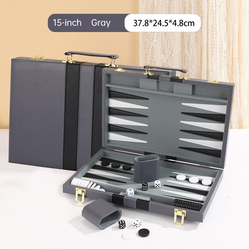Roll-Up Leather Backgammon Set – Portable Travel Board Game for Outdoor & Family, Practical Folding Case