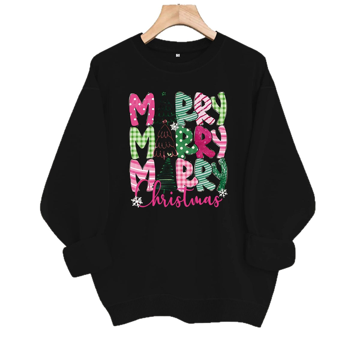 Printed loose base long sleeved fleece sweatshirt
