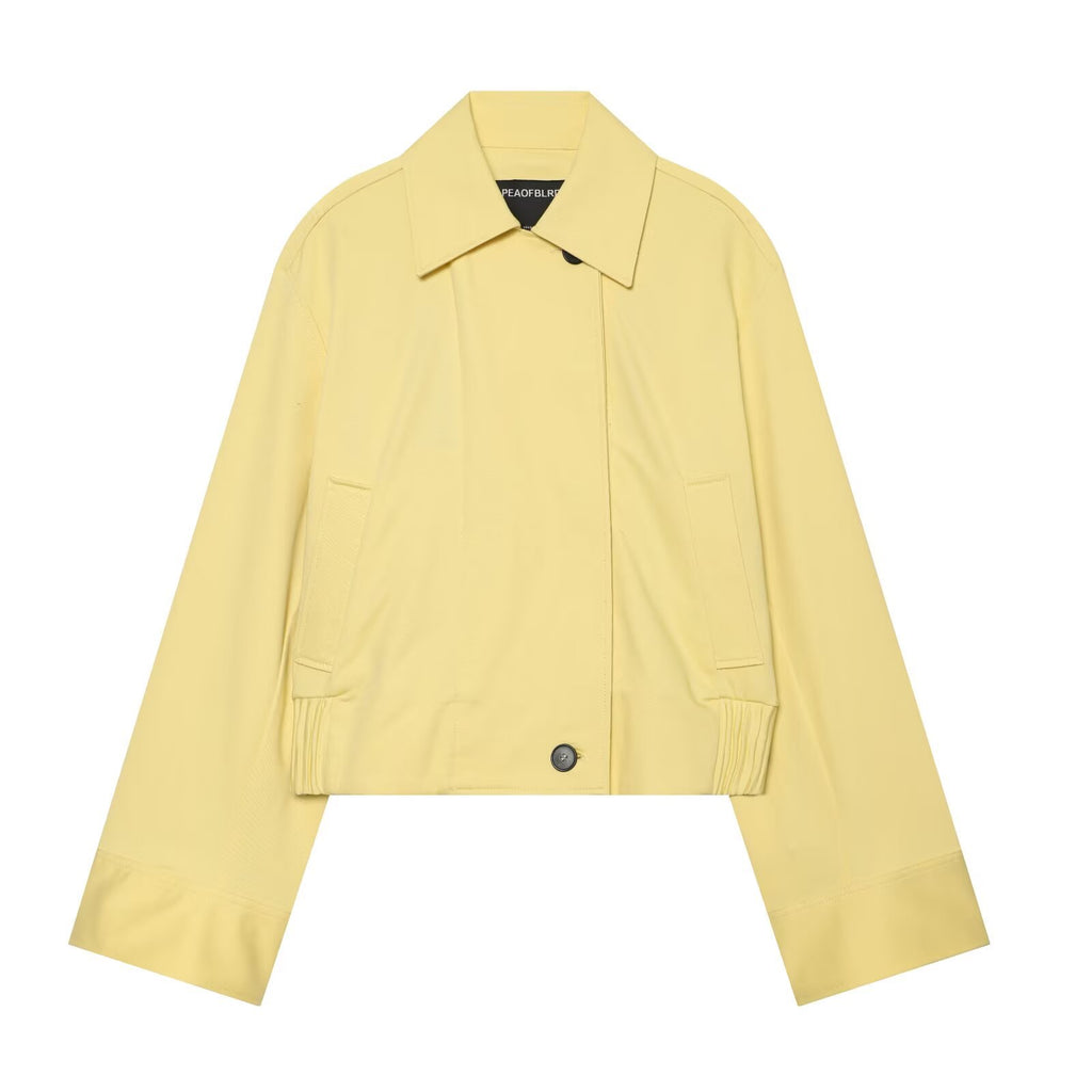 Casual collar single breasted long sleeved silhouette jacket