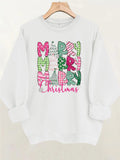 Printed loose base long sleeved fleece sweatshirt
