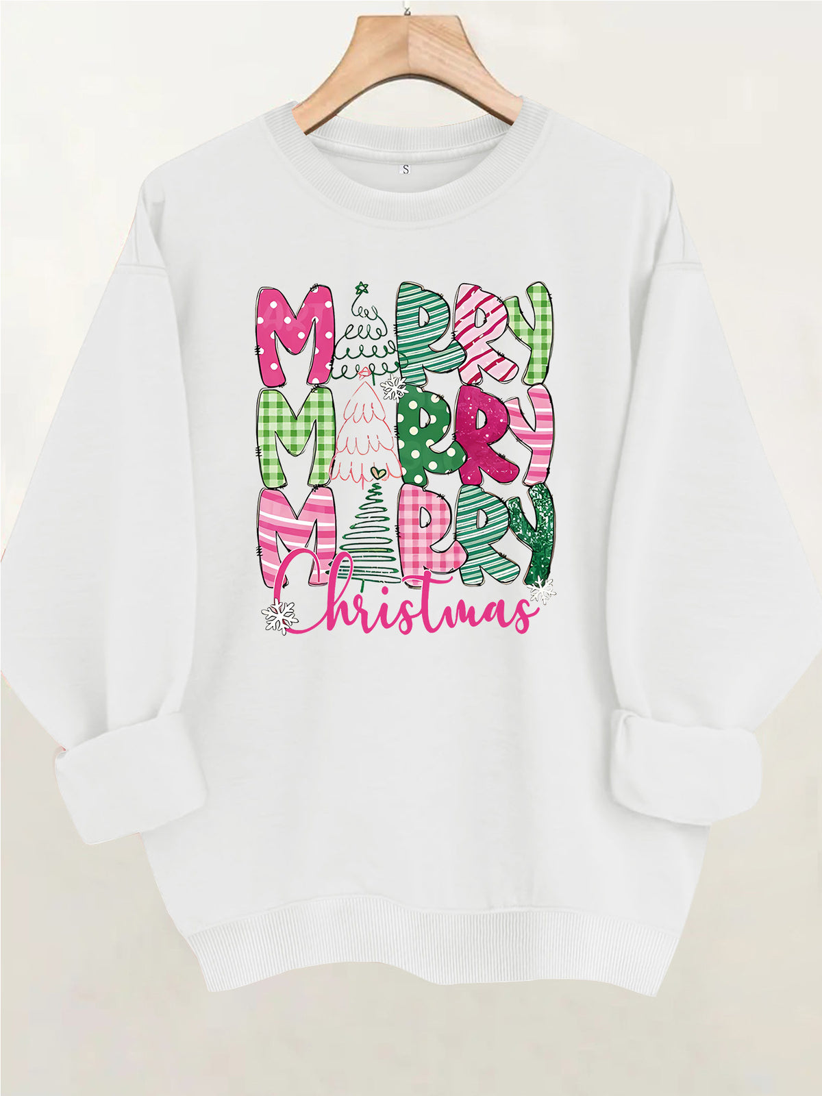 Printed loose base long sleeved fleece sweatshirt