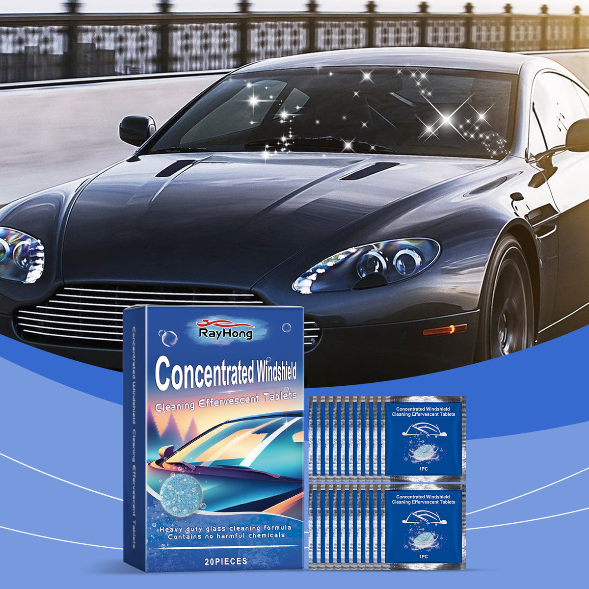 Rayhong Windshield Cleaning Tablets Car Windows Waterproof And Rain Cleaning Stains Daily Maintenance Effervescent Tablets