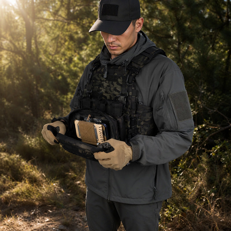 Tactical Concealed Phone Holder – Height Adjustable Foldable Navigation Board with Removable Hook & Loop Panel, Airsoft