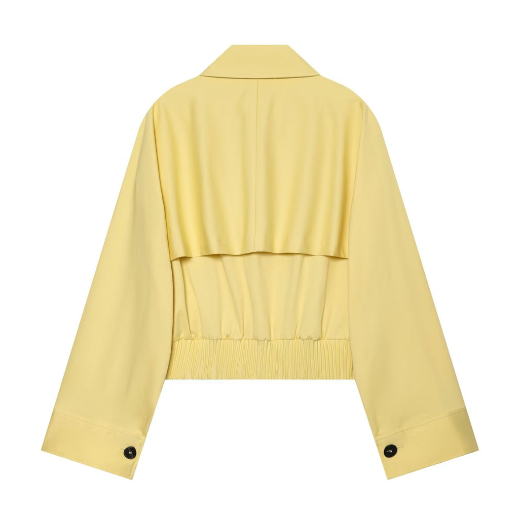 Casual collar single breasted long sleeved silhouette jacket