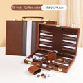 Roll-Up Leather Backgammon Set – Portable Travel Board Game for Outdoor & Family, Practical Folding Case