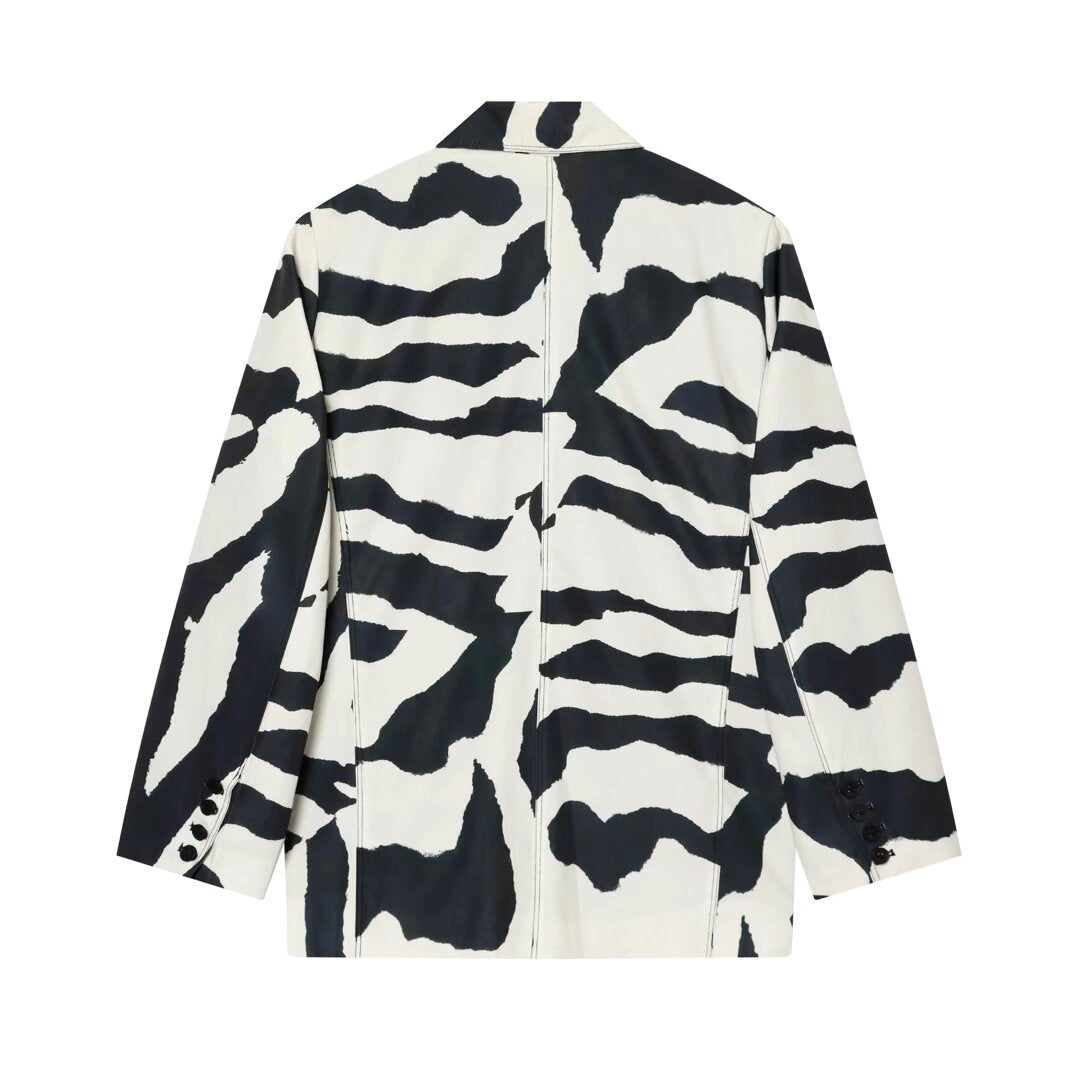 Animal print casual suit jacket