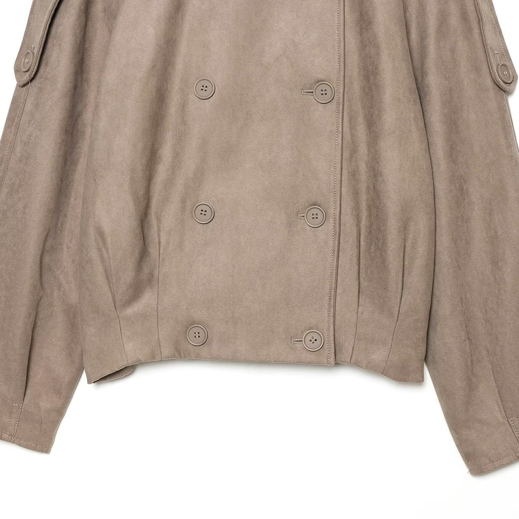 Double breasted chimney collar with raglan sleeves loose casual jacket