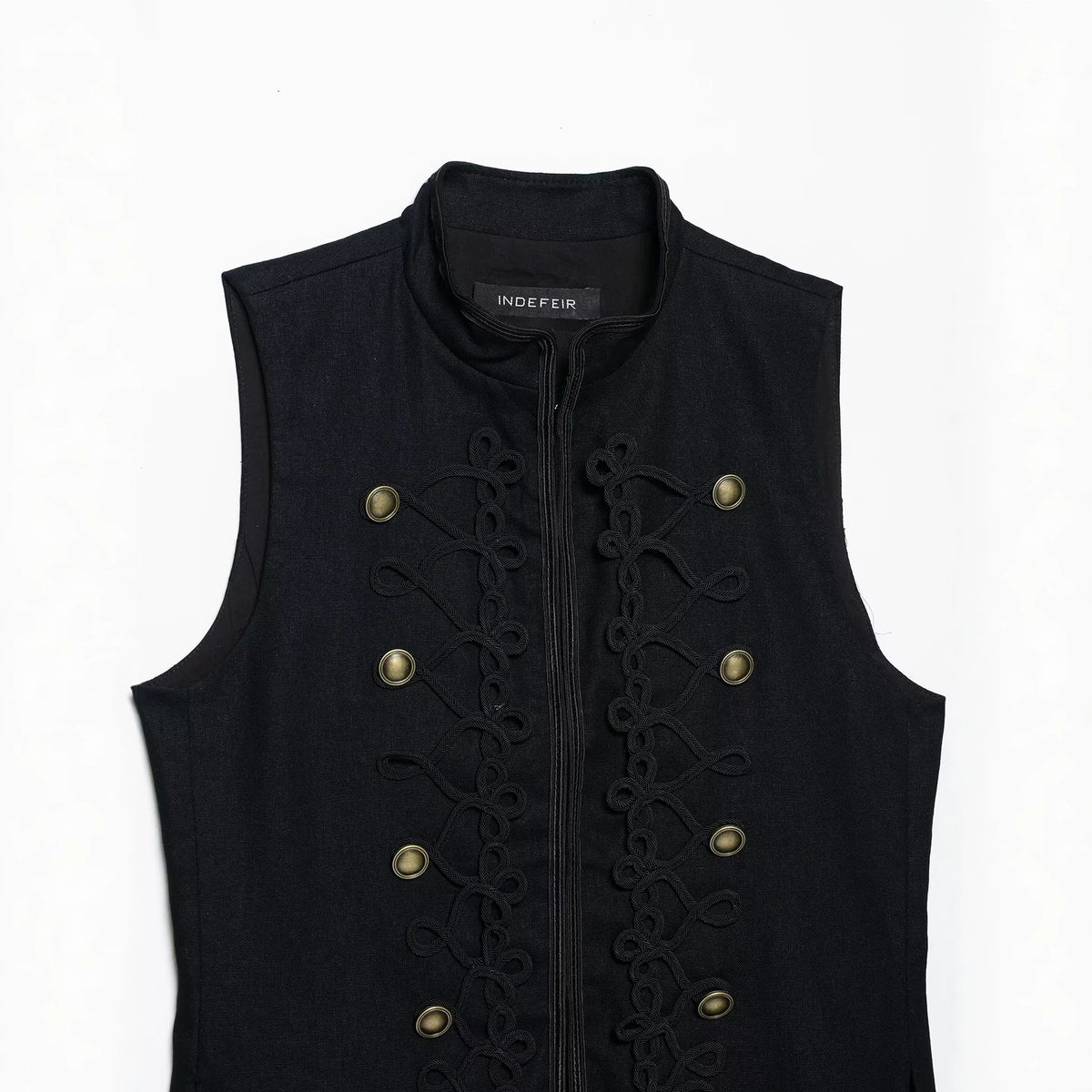 Stand up collar knot buckle decoration slim fitting vest