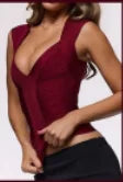 Women Bandage Top Sexy Square Neck Striped Spaghetti Strap Crop Corset Sleeveless Bodycon Lady Stretch Summer Party Chic Vest