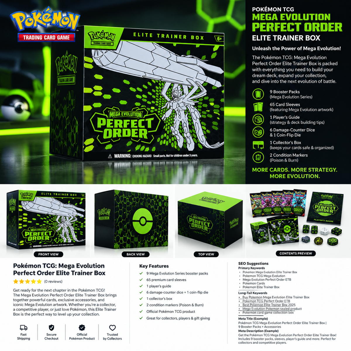 Pokémon TCG: Mega Evolution—Perfect Order Elite Trainer Box | Factory Sealed